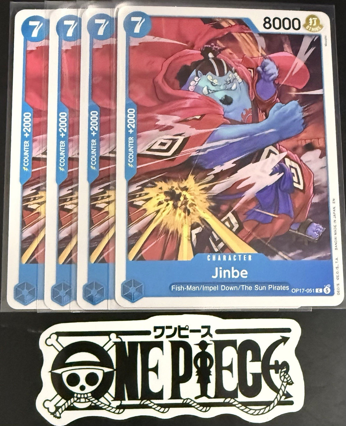4x One Piece OP17-051 C - Jinbe - EN - Regular - Play Set - TCG - NM/M