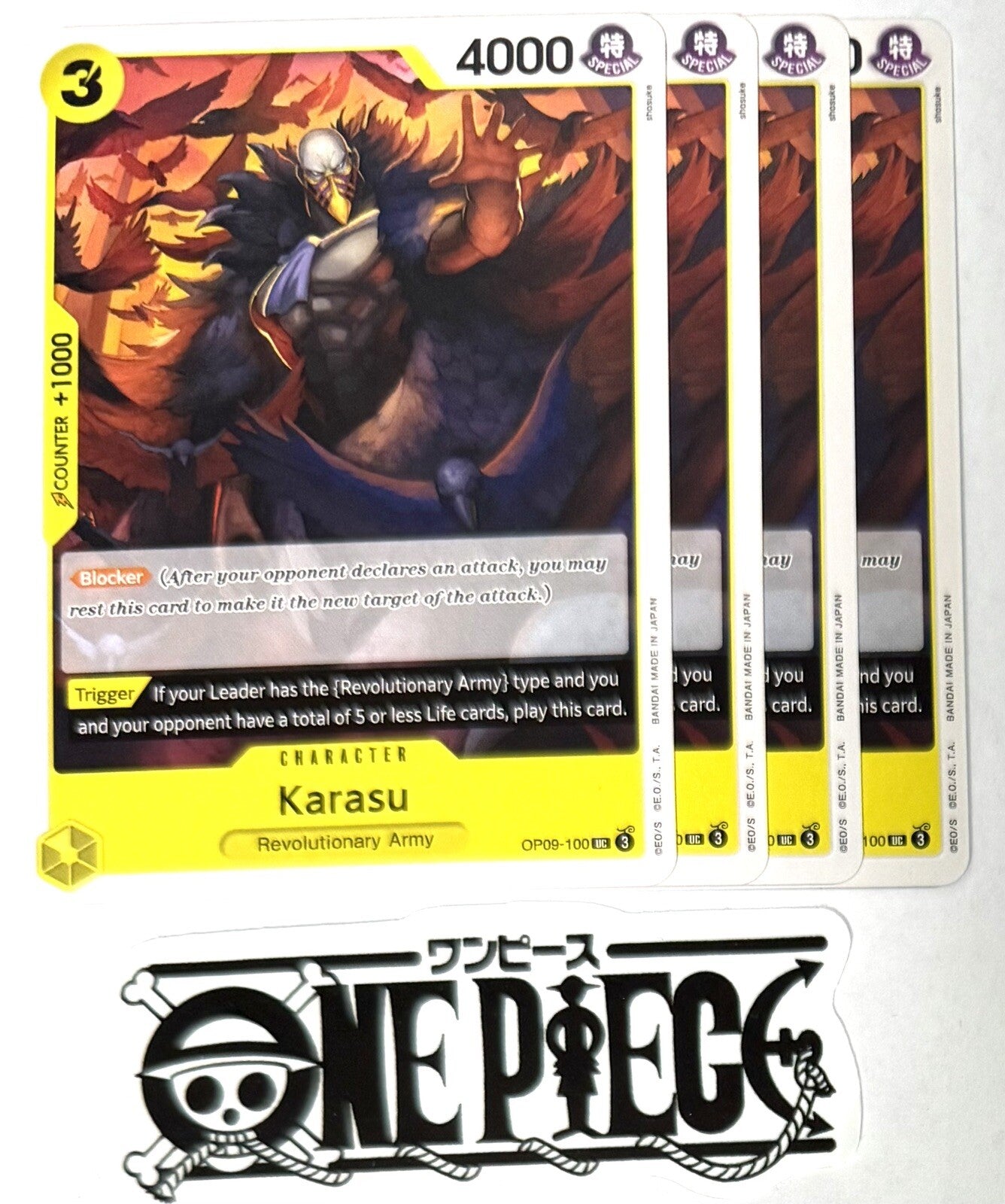 4x One Piece OP09-100 UC Karasu - English - Playset - Regular - TCG - NM/M