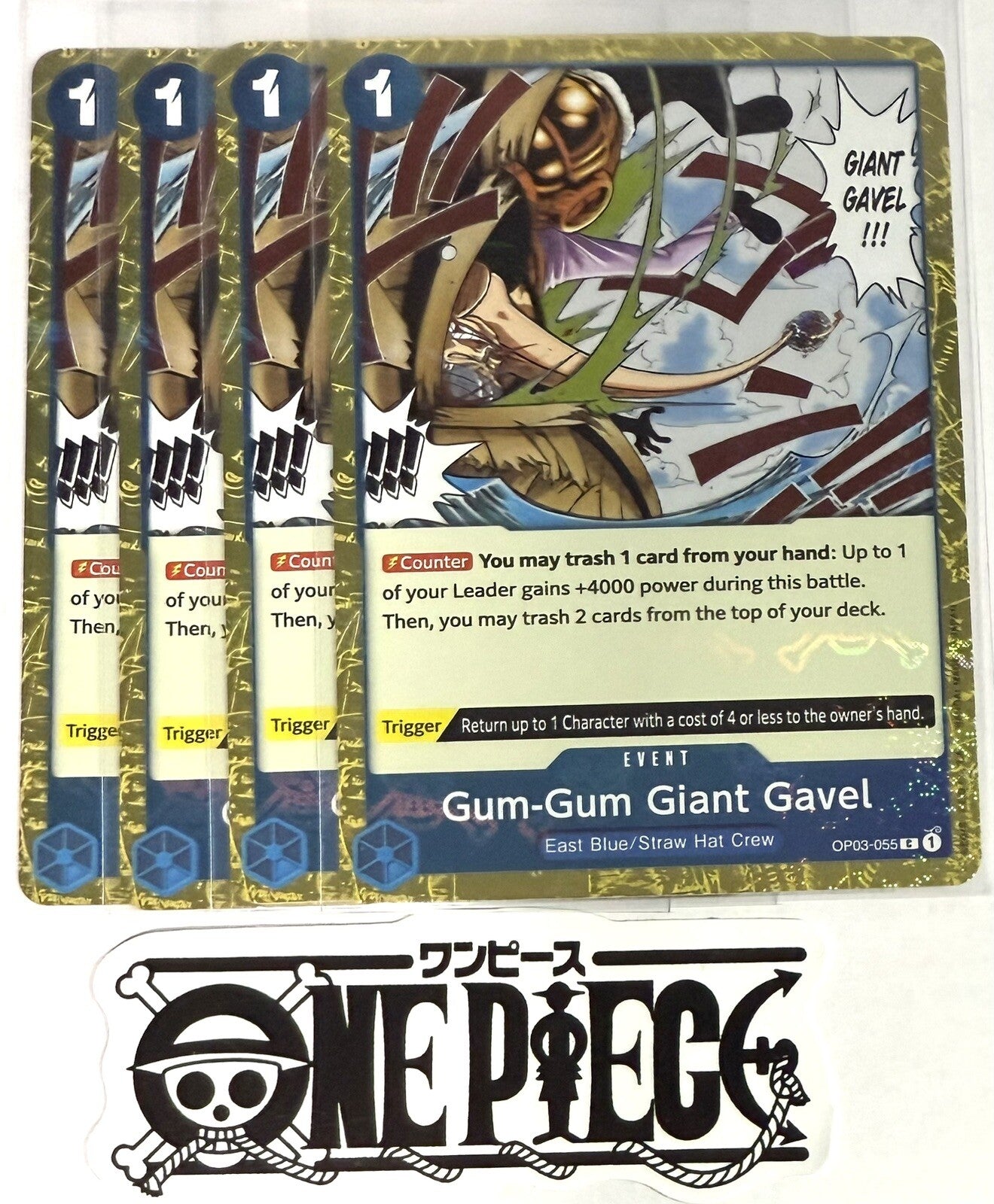 4x One Piece OP03-055 C Gum-Gum... - Flag Foil - English - Playset - TCG - NM/M