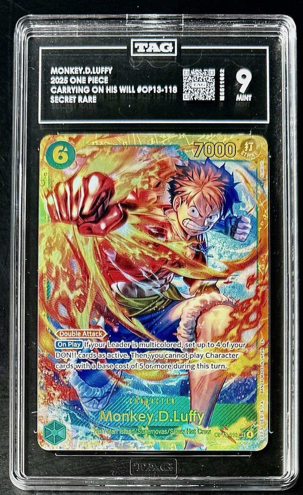 TAG 9 One Piece OP13-118 SEC Monkey.D.Luffy - EN - Foil - TCG - NM/M
