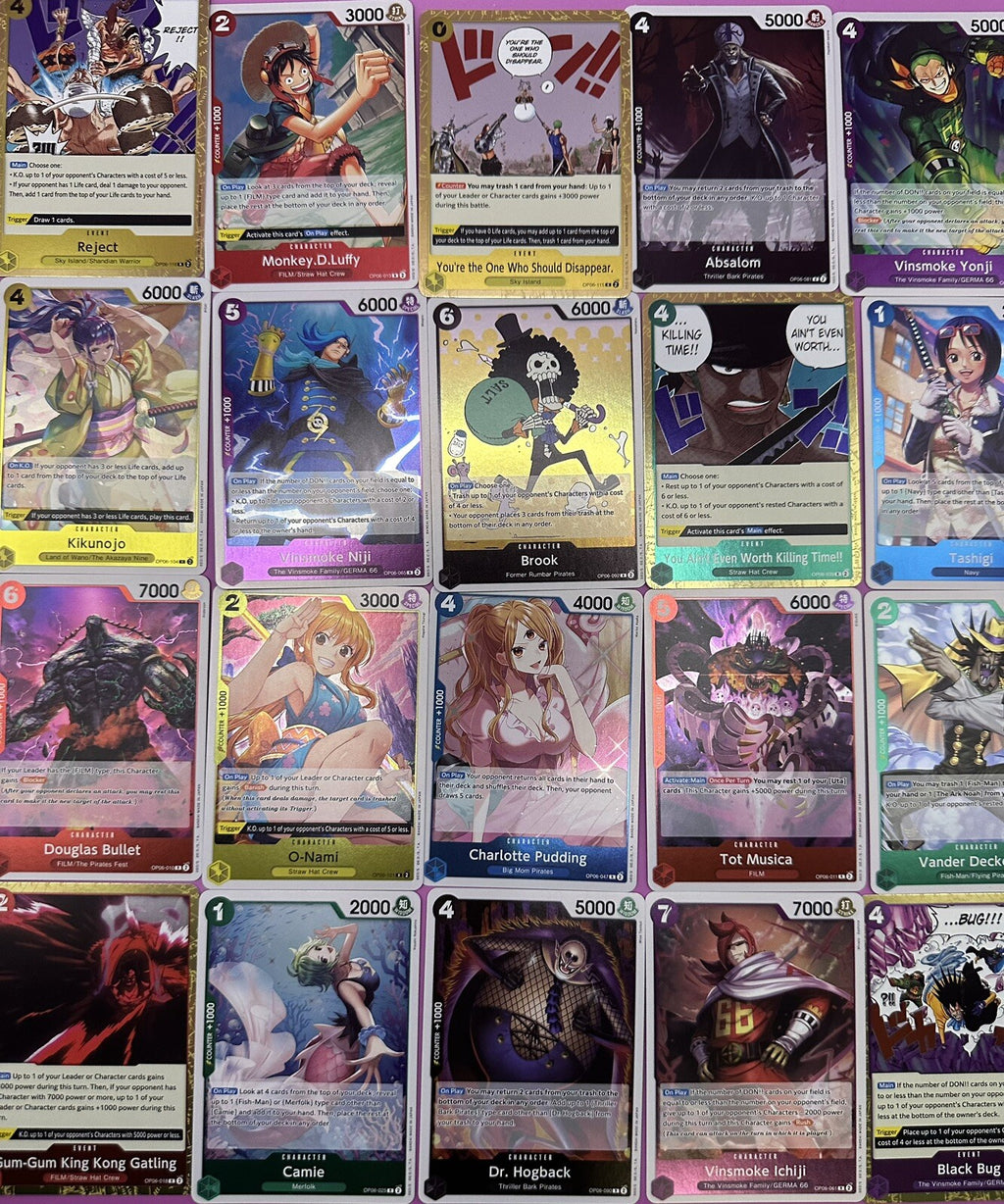 One Piece TCG - 50 Bulk Lot Mixed Cards. No Doubles - C & UC  ENG - NM/M
