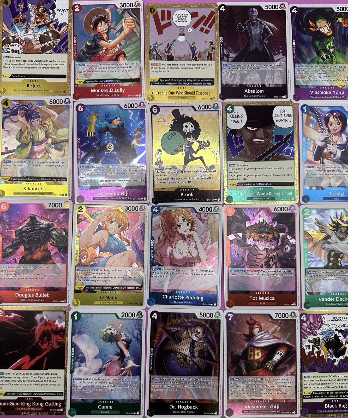 One Piece TCG - 50 Bulk Lot Mixed Cards. No Doubles - C & UC  ENG - NM/M