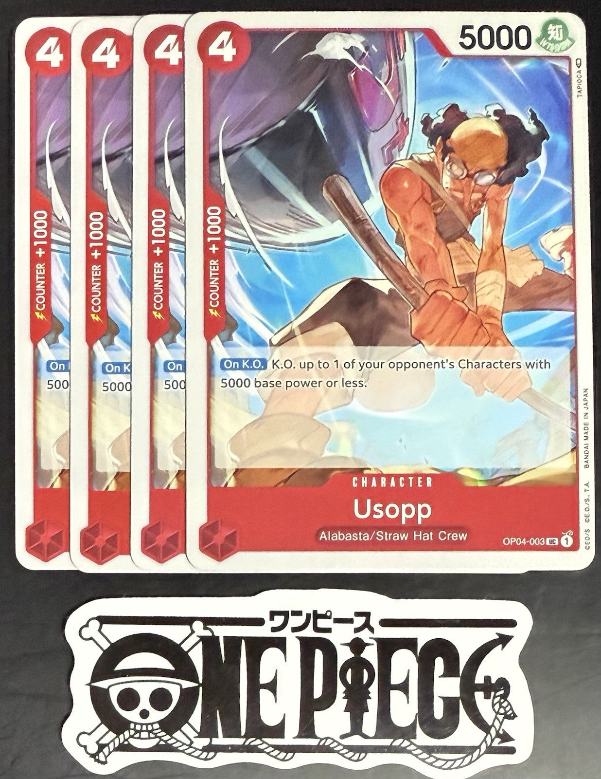 4x One Piece OP04-003 UC Usopp - English - Regular - Play Set - TCG - NM/M
