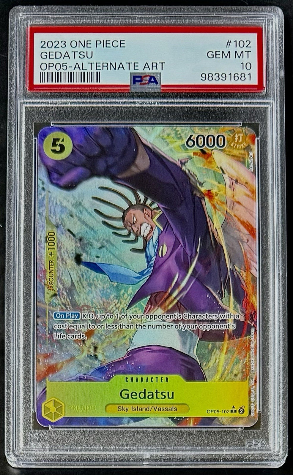 PSA 10 One Piece OP05-102 R* - Gedatsu - Alt Art - EN - Awakening of the New Era