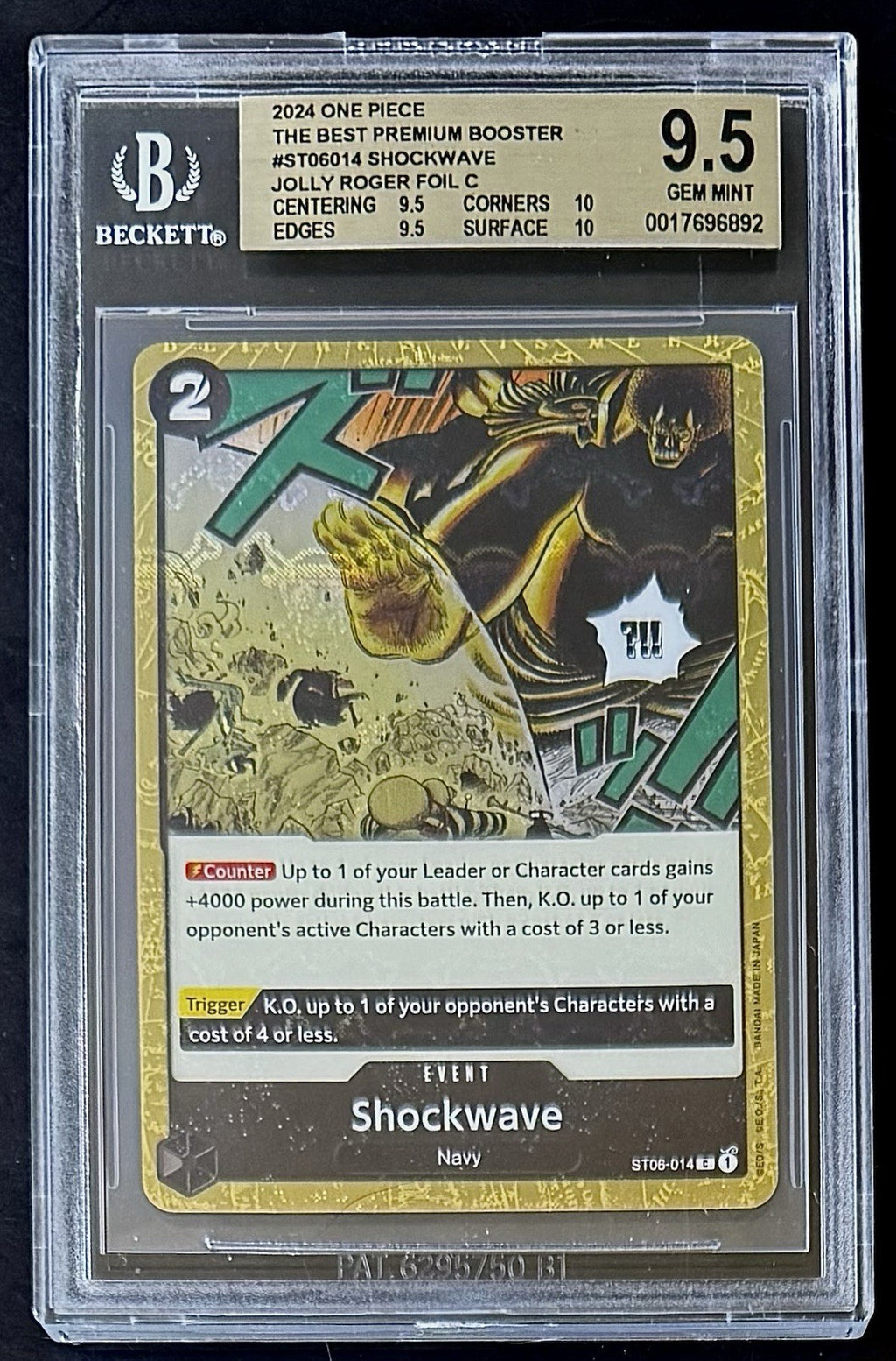 BGS 9.5 One Piece ST06-014 C - Shockwave - EN - Flag Foil - PRB01 The Best