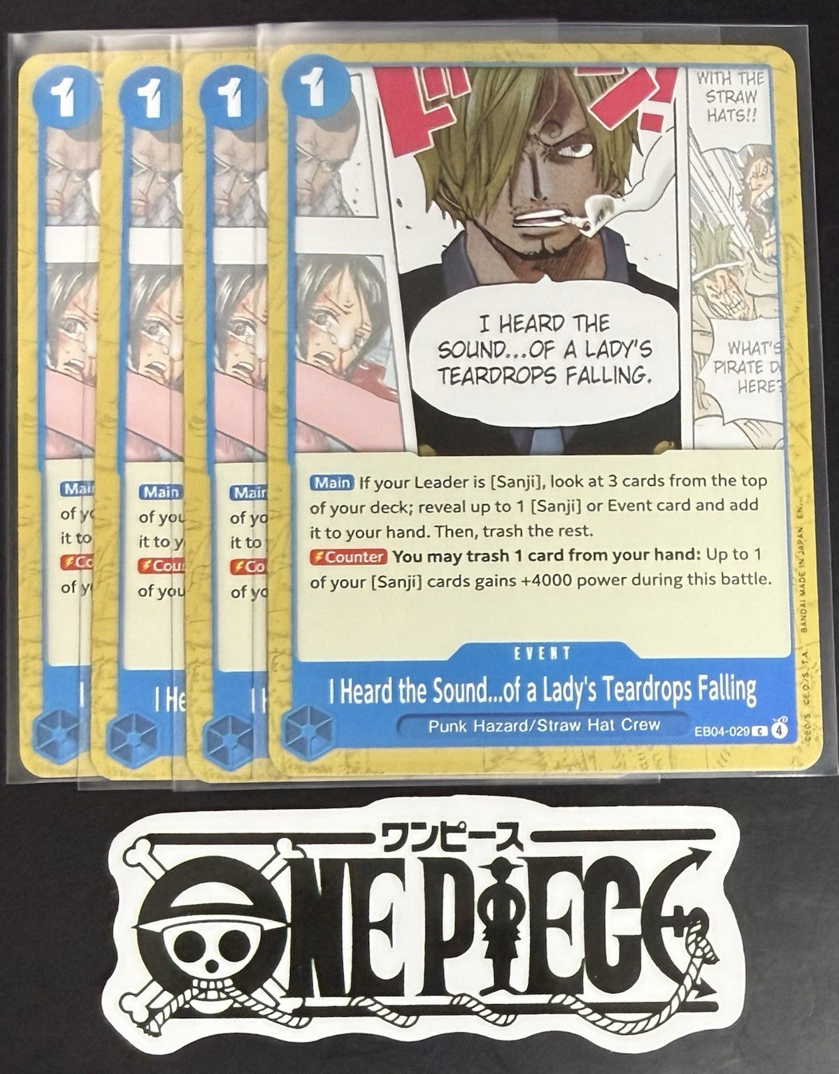 4x One Piece EB04-029 C - I Heard the Sound - EN - Regular - Play Set -TCG- NM/M