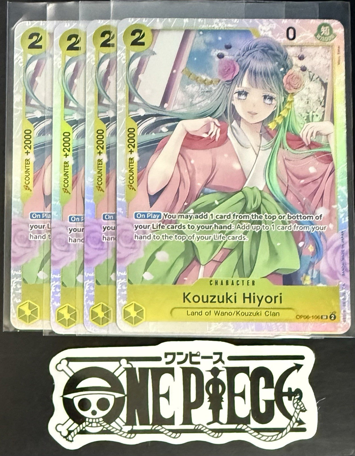 4x One Piece OP06-106 SR Kouzuki Hiyori - ENG - Foil - Playset - TCG - NM/M