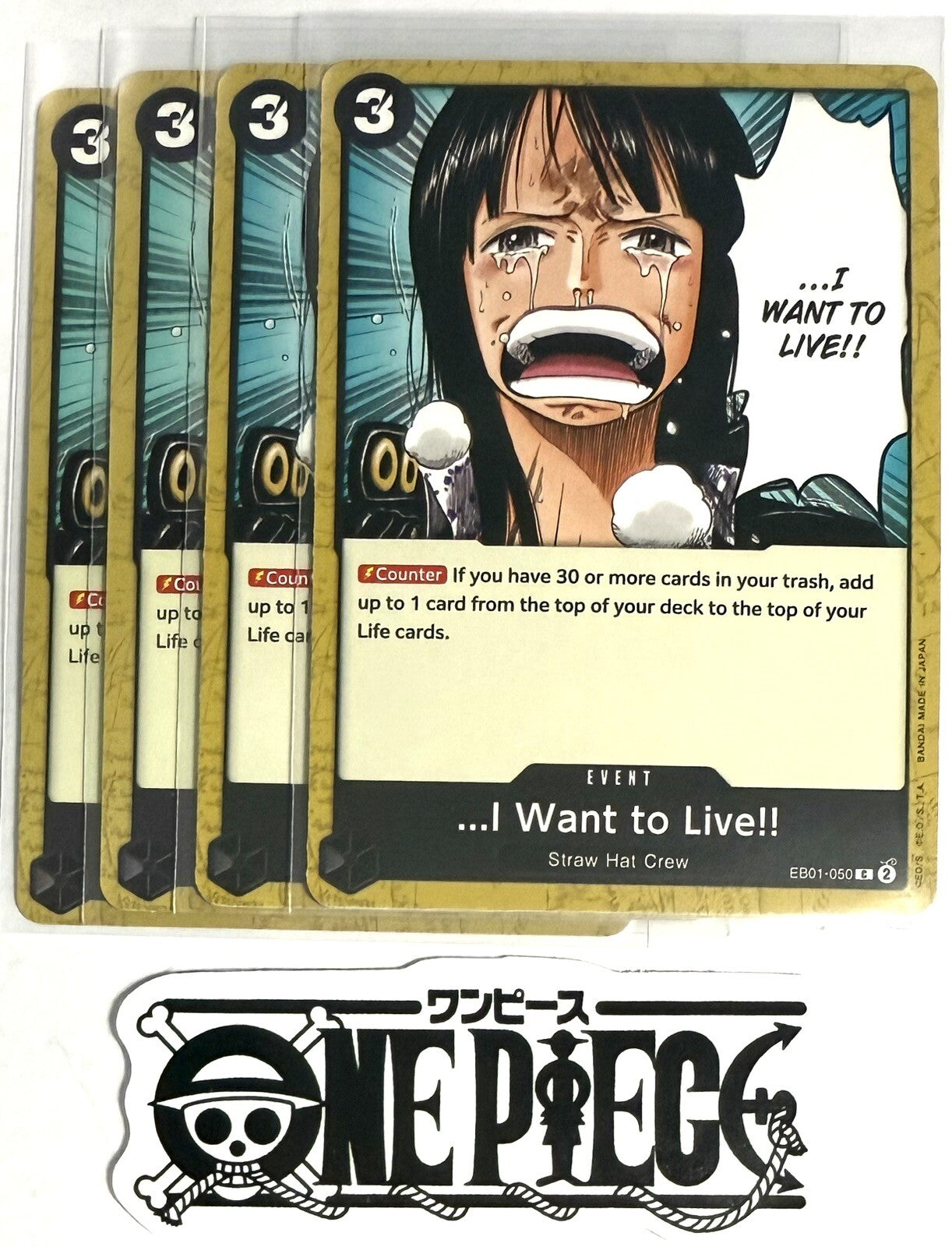 4x One Piece EB01-050 C ...I Want To Live!! - English - Regular - TCG - NM/M