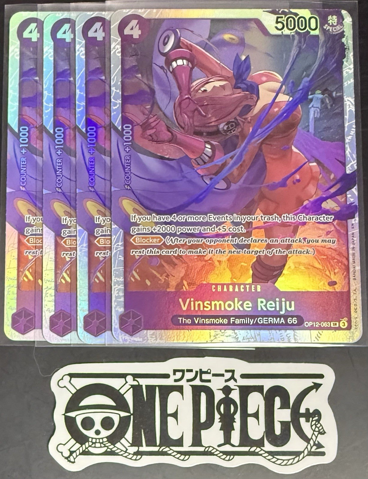 4 x One Piece OP12-063 SR Vinsmoke Reiju - English - Foil - Playset - TCG - NM/M