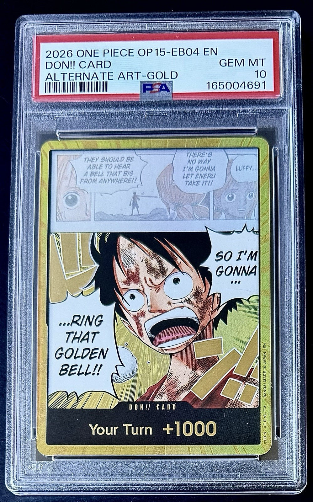 PSA 10 One Piece OP15 Gold Don Card - Monkey.D.Luffy - Alt Art - EN