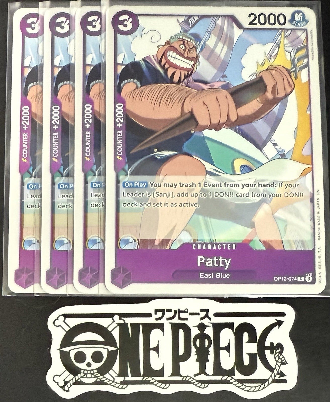 4 x One Piece OP12-074 C Patty - ENG - Regular - Playset - NM/M