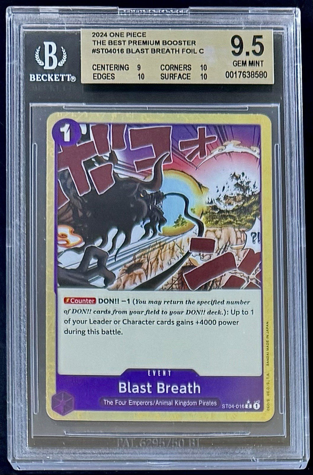 BGS 9.5 One Piece ST04-016 C* - Blast Breath Alt Art- EN - Foil - PRB01 The Best
