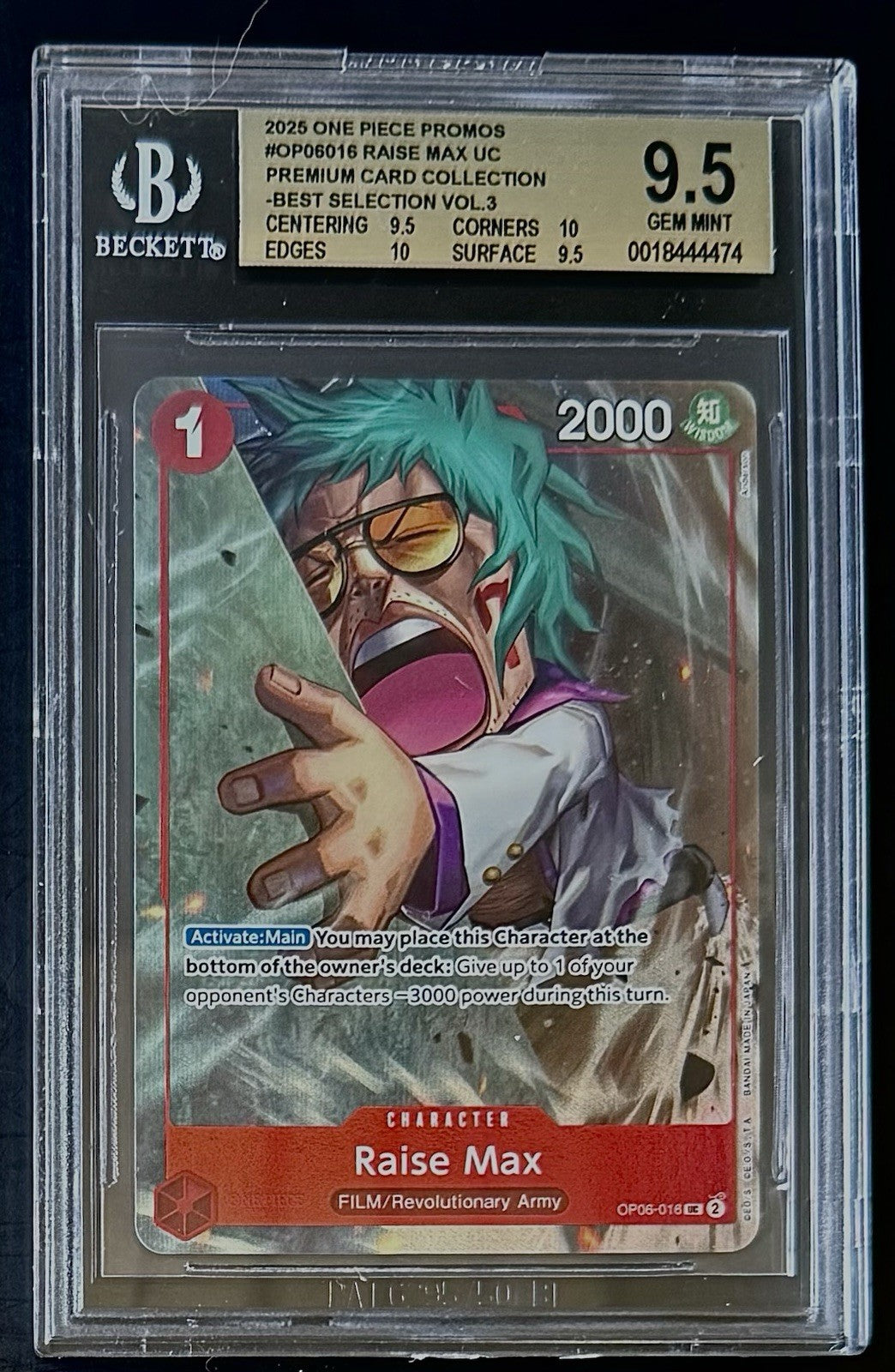 BGS 9.5 One Piece OP06-016 UC - Raise Max - EN - Foil - Best Selection Vol.3