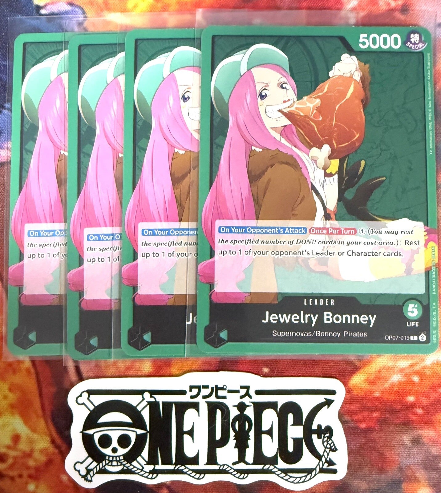 4x One Piece OP07-019 Jewelry Bonney - Leader - English - TCG - Mint