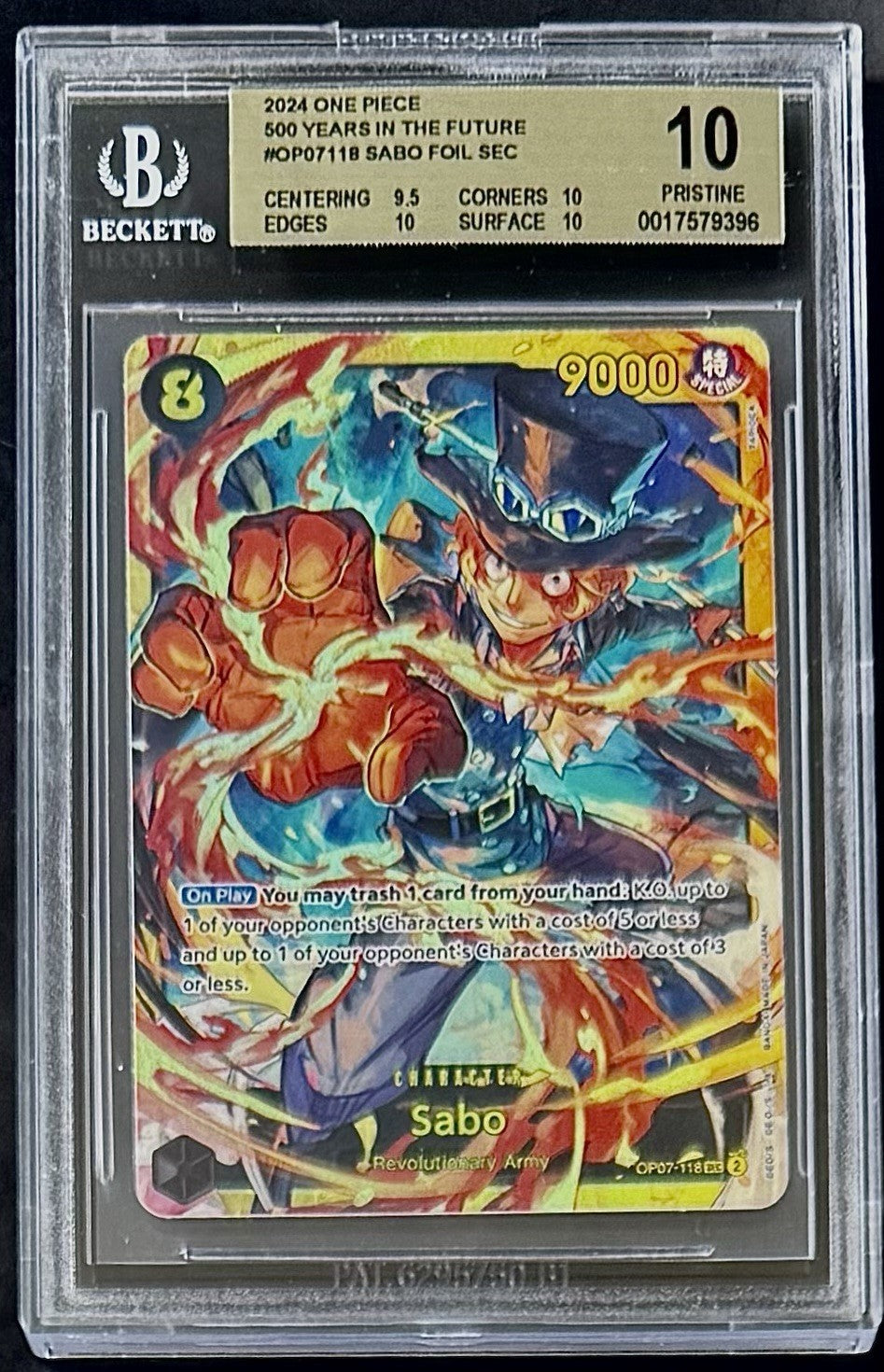 BGS 10 One Piece OP07-118 SEC Sabo - English - 500 Years in the Future - Graded