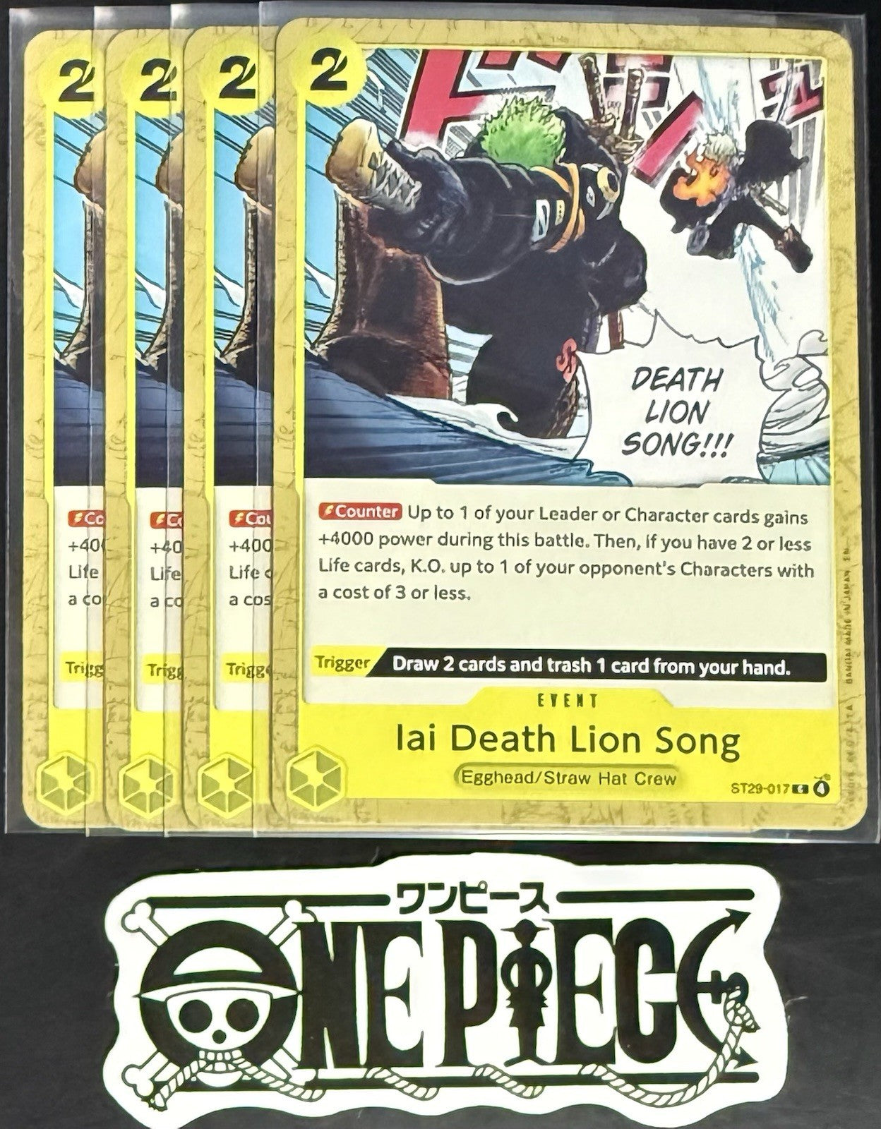 4x One Piece ST29-017 C lai Death Lion Song - ENG - Regular - Playset - TCG-NM/M