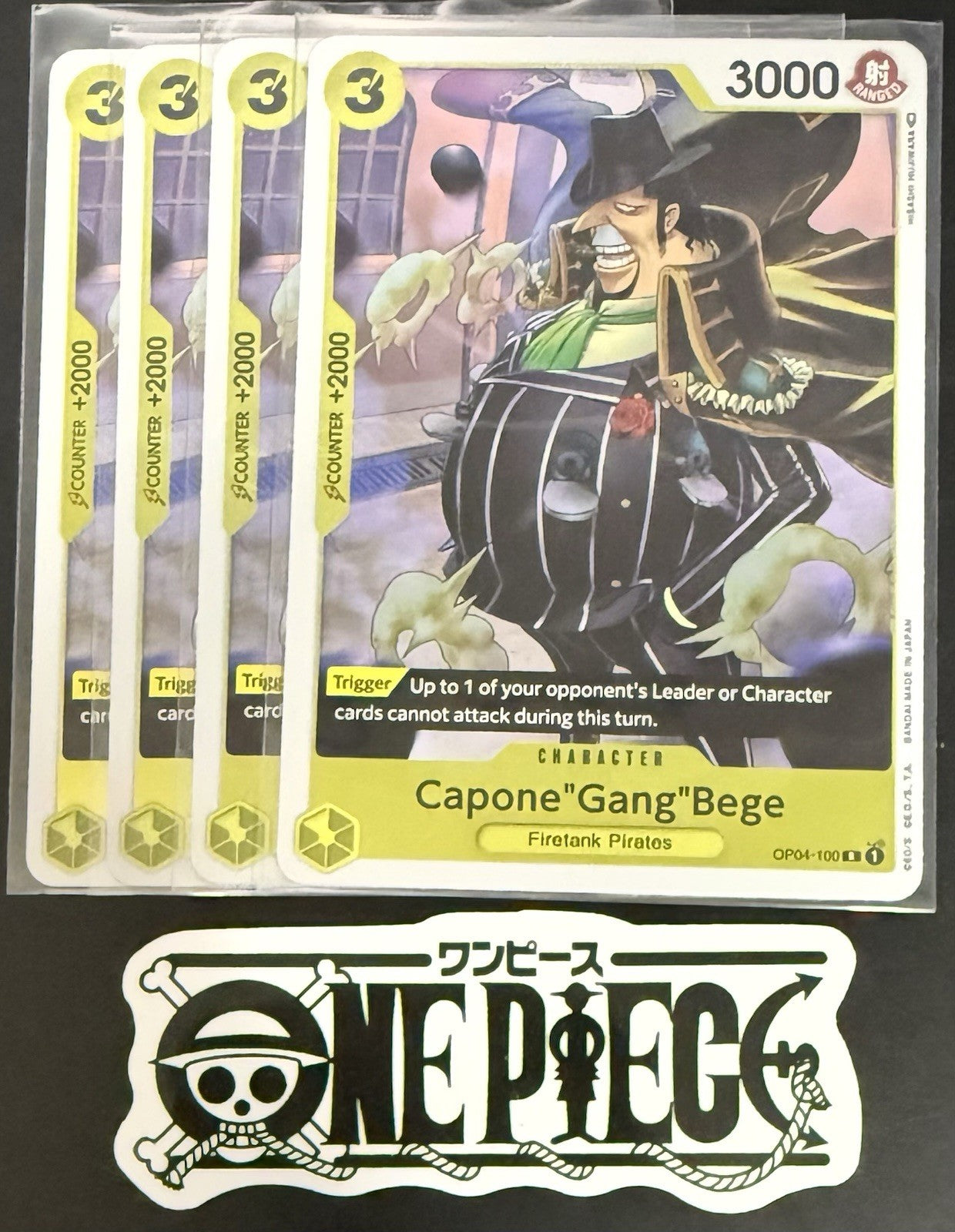 4x One Piece OP04-100 R - Capone"Gang"Bege - EN - Foil - Play Set - NM/M