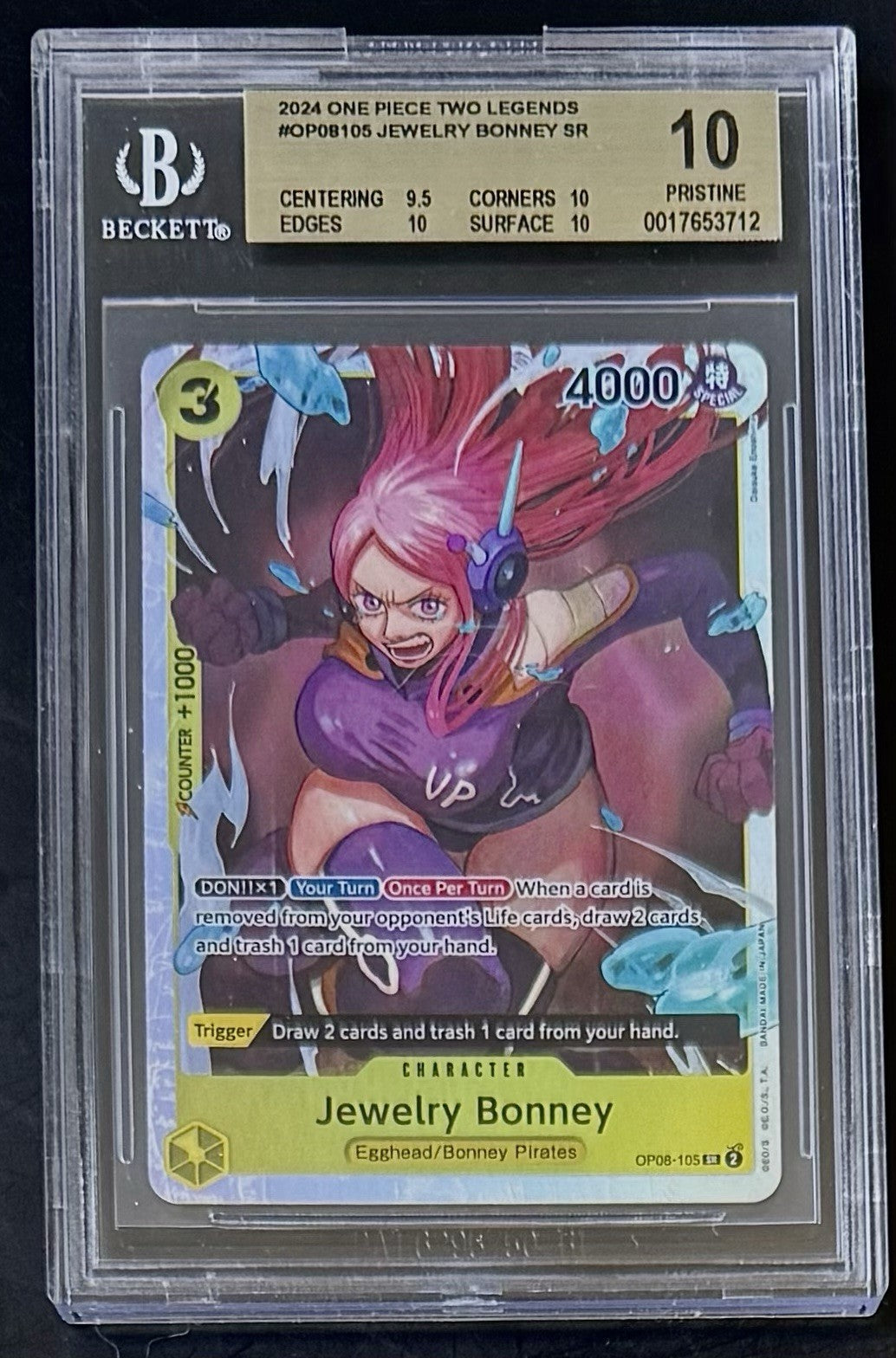 BGS 10 One Piece OP08-105 SR Jewelry Bonney - English - Two Legends - Graded