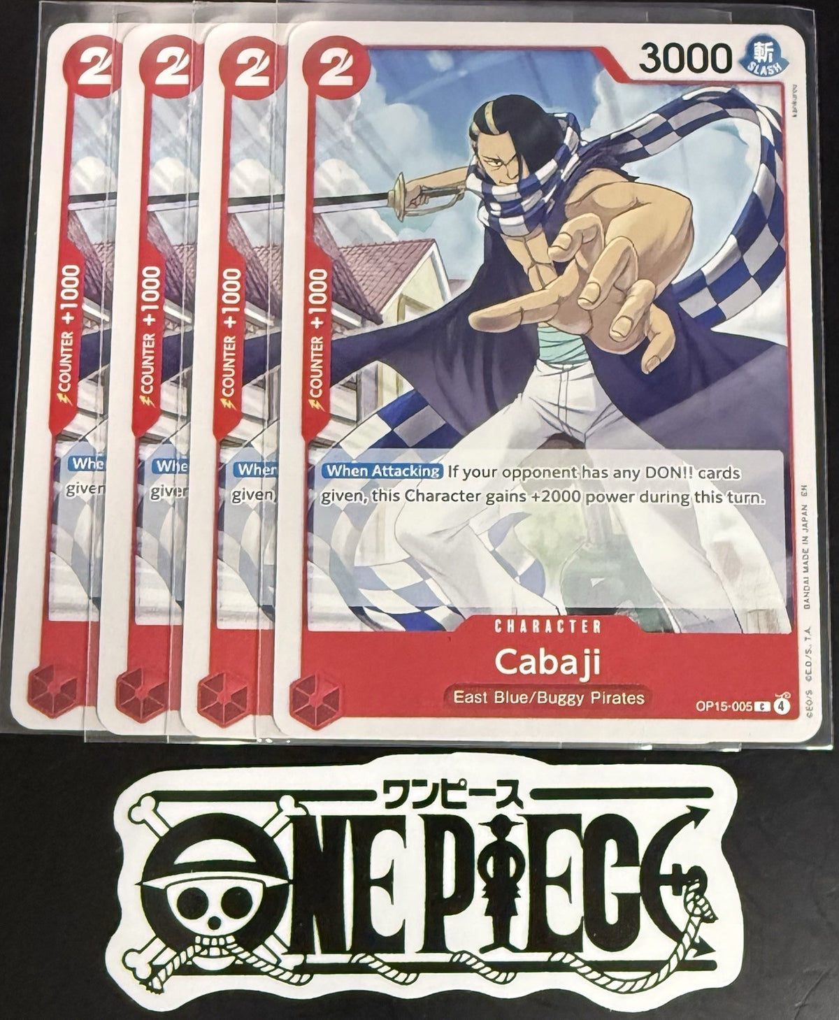 4x One Piece OP15-005 C - Cabaji - EN - Regular - Play Set - TCG - NM/M