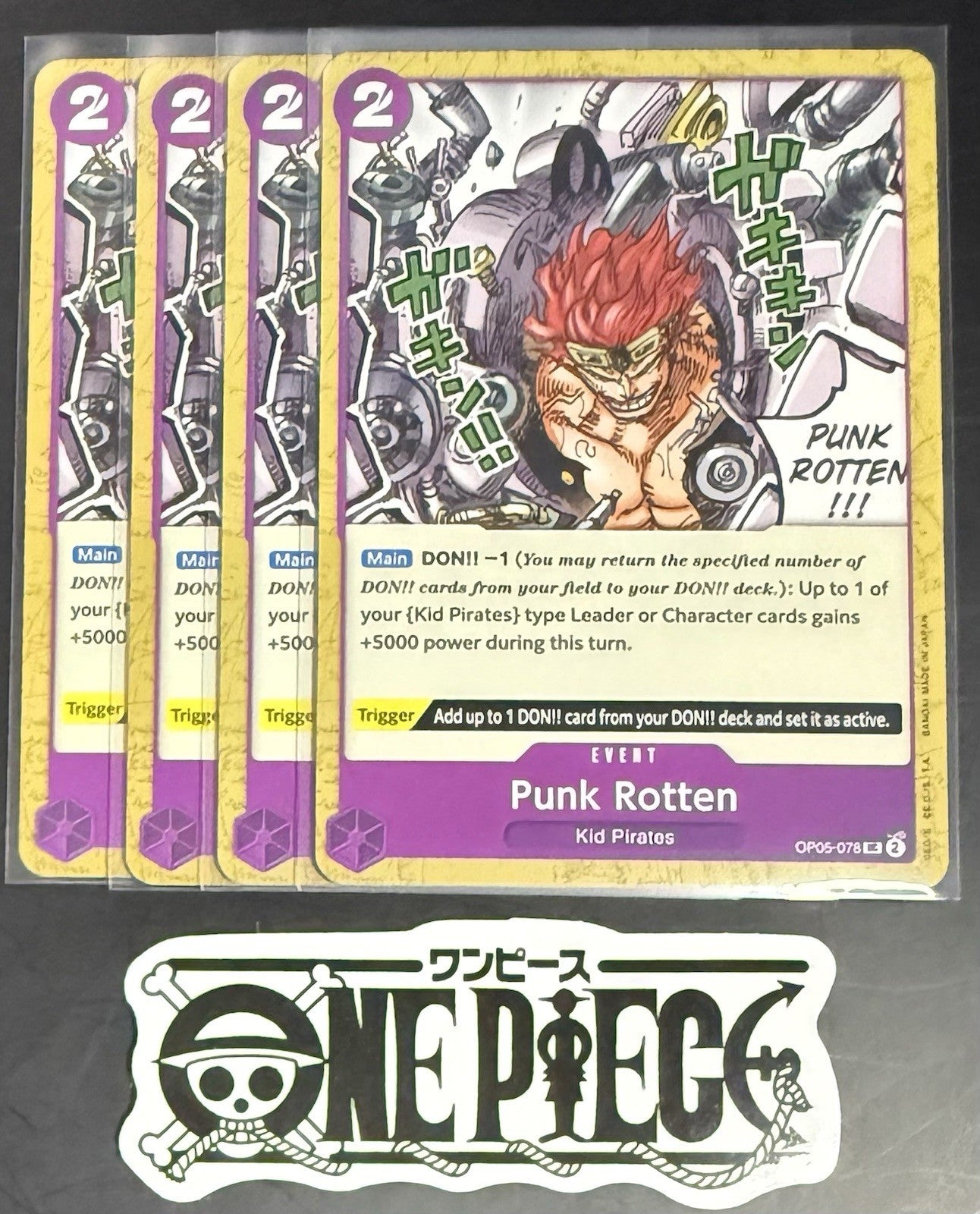 4x One Piece OP05-078 UC Punk Rotten - English - Regular - Play Set - TCG - NM/M