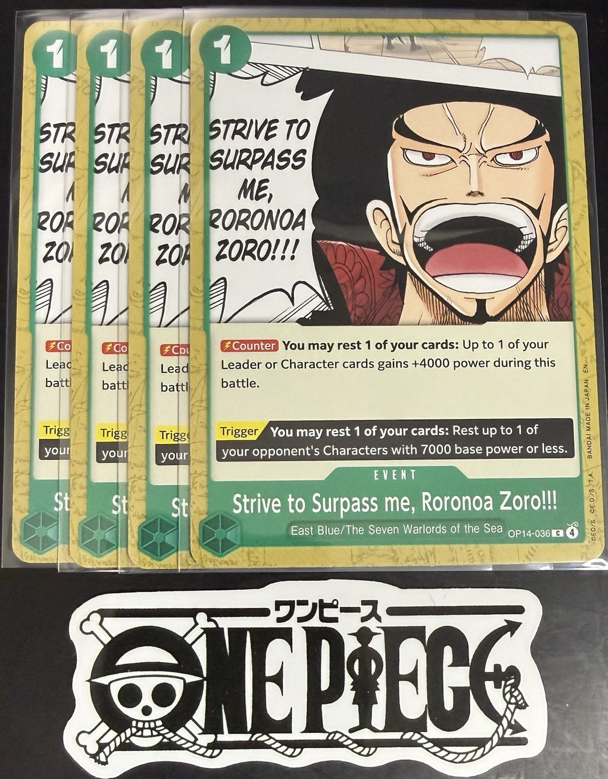 4x One Piece OP14-036 C - Strive to Surpass me, - EN - Regular - Play Set - NM/M