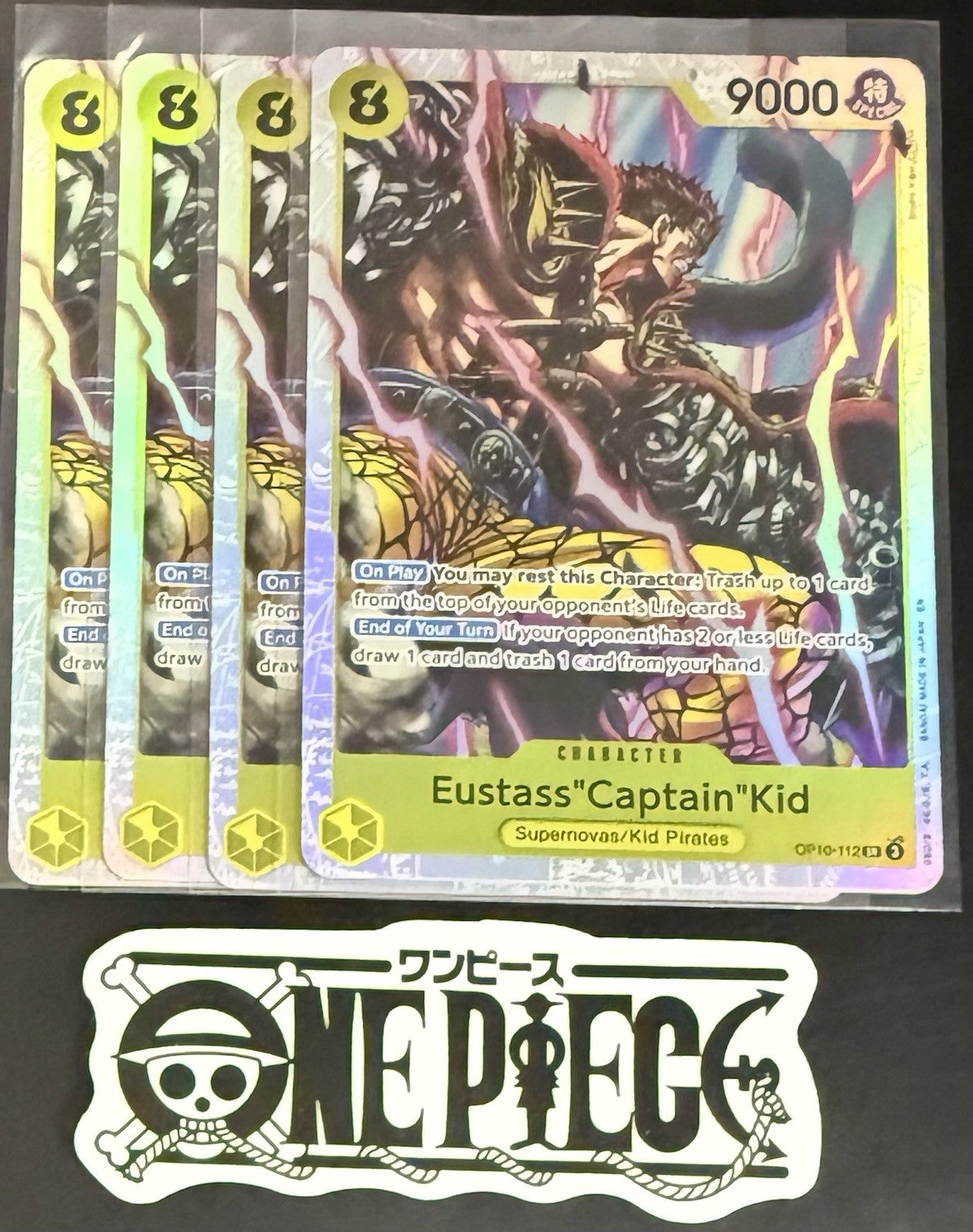 4x One Piece OP10-112 SR - Eustass"Captain"Kid- EN - Foil - Playset - TCG - NM/M