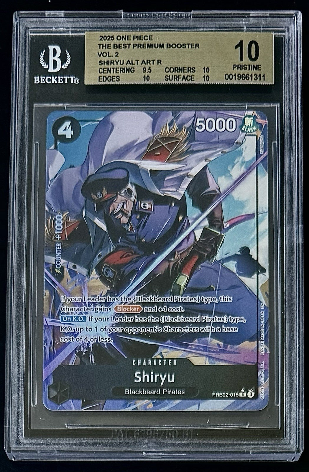 BGS 10 One Piece PRB02-015 R* Shiryu - Alt Art - EN - Foil - PRB02 - Graded