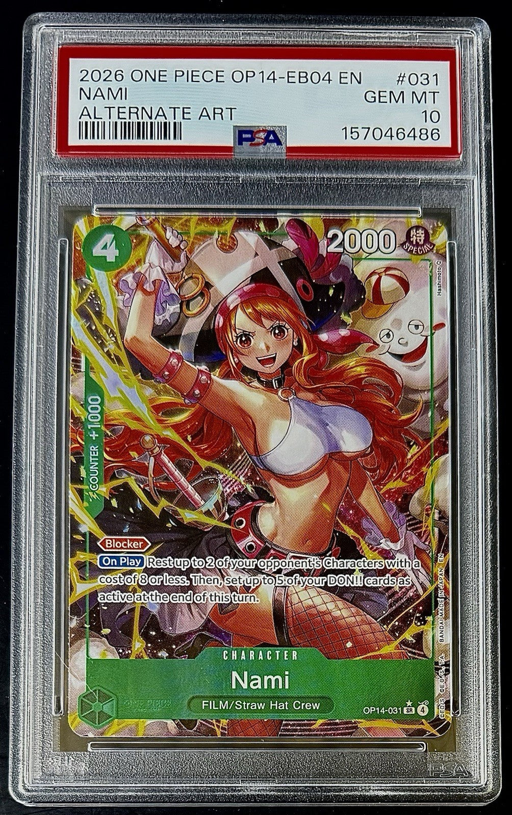 PSA 10 One Piece OP14-031 SR* - Nami - Alt Art - EN - The Azure Seas Seven