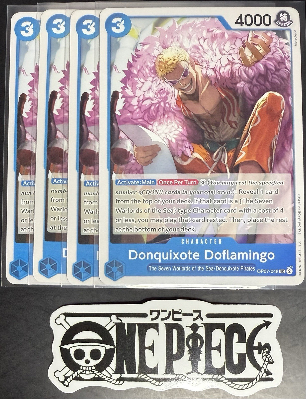 4x One Piece OP07-048 UC Donquixote Pirates- English - Regular - Play Set - NM/M