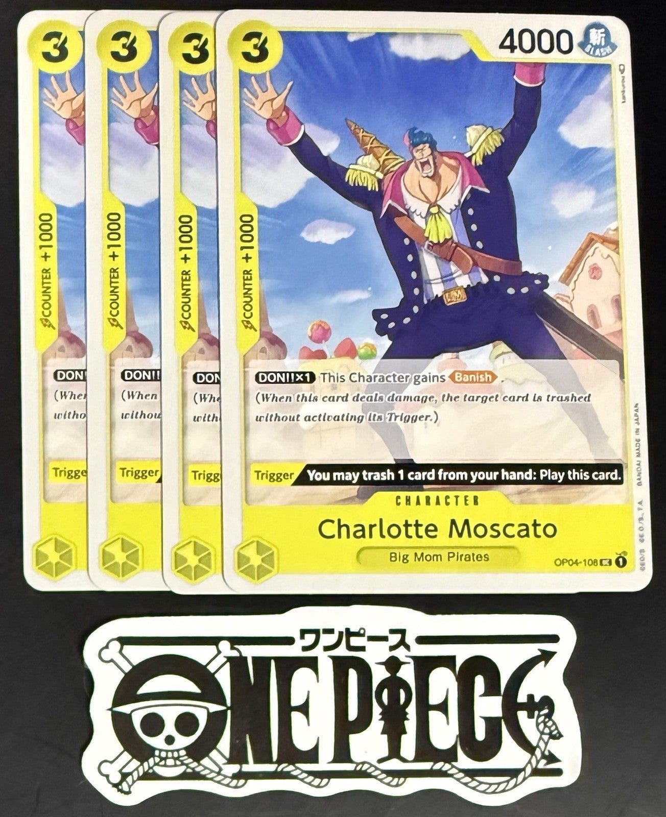 4x One Piece OP04-108 UC Charlotte Moscato - English - Regular - Play Set -NM/M