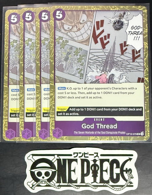 4 x One Piece OP10-079 UC God Thread - English - PRB02 Foil - Playset - NM/M