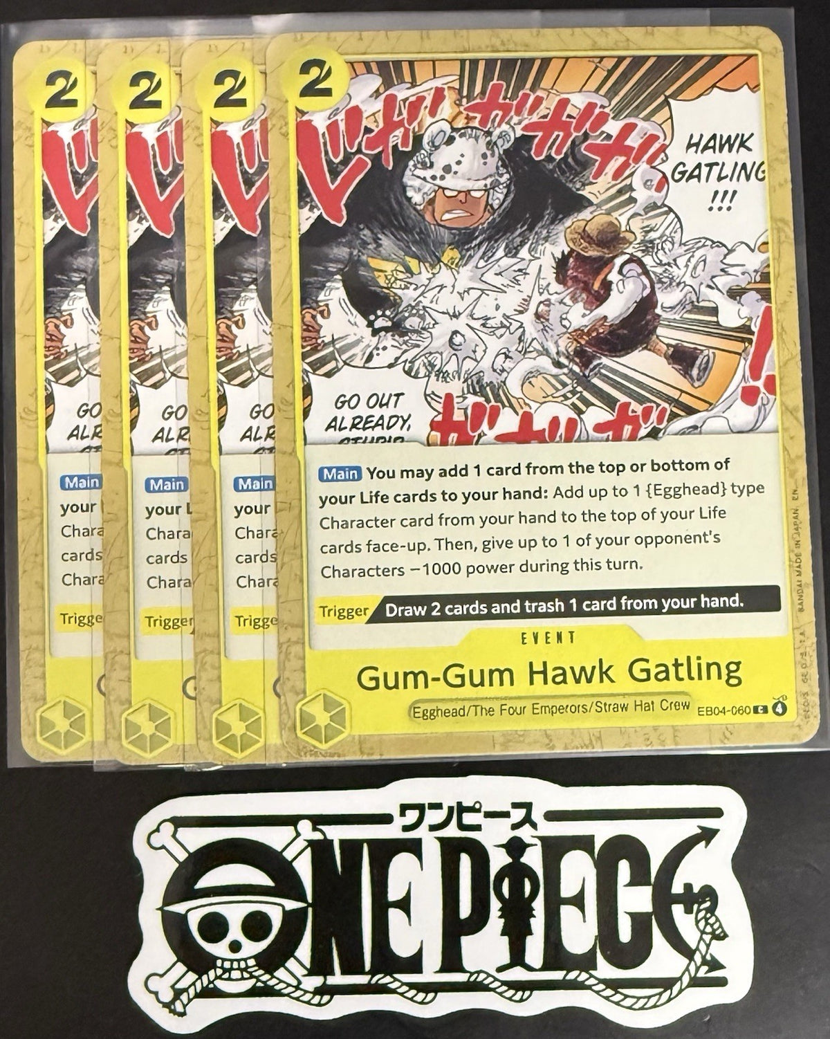 4x One Piece EB04-060 C - Gum-Gum Hawk Gatling - EN - Regular - Play Set - NM/M