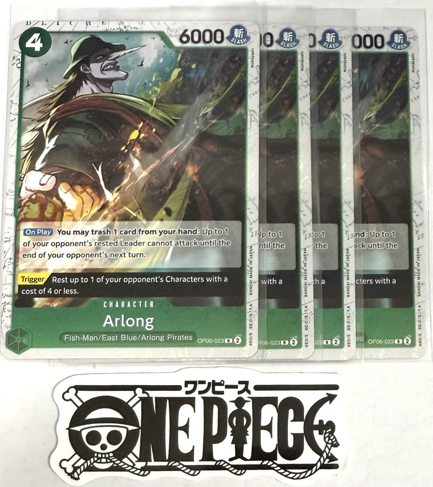 4x One Piece OP06-023 R Arlong - Flag Foil - English - TCG - Playset - NM/M