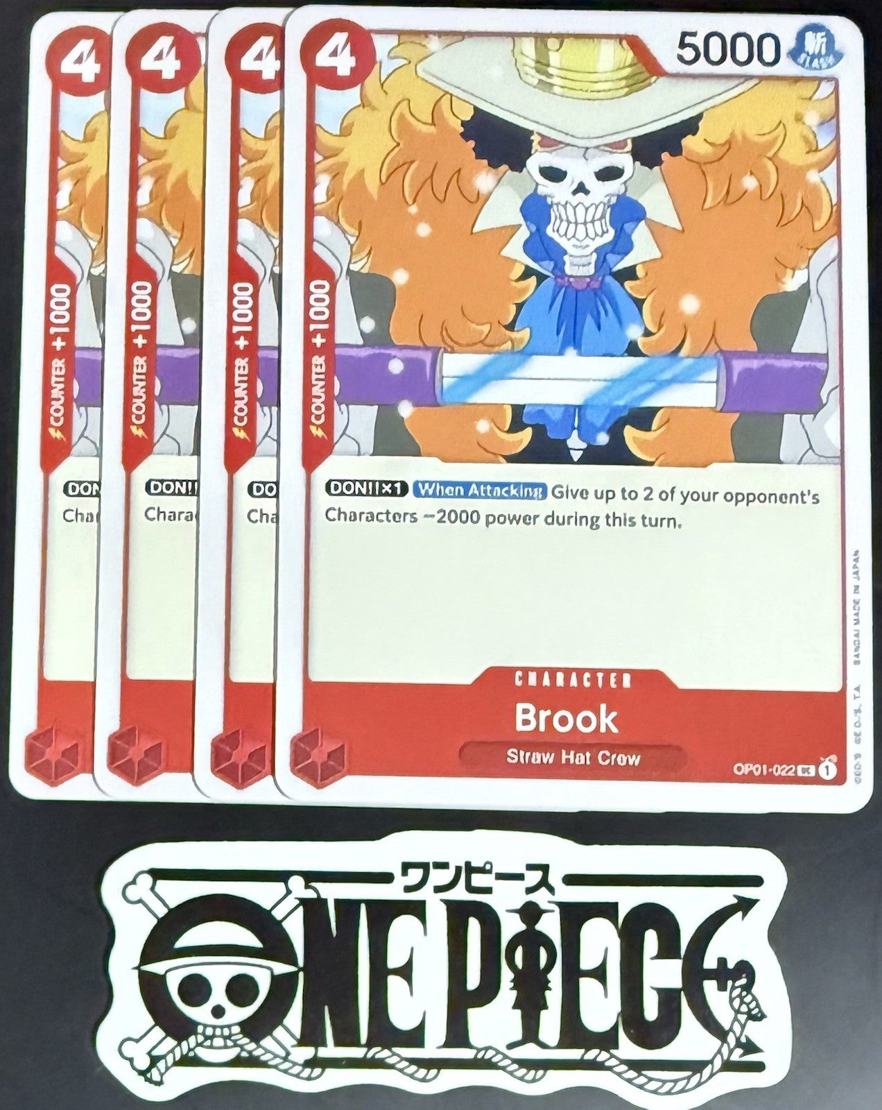 4x One Piece OP01-022 UC Brook - English - Regular - Playset - TCG - NM/M