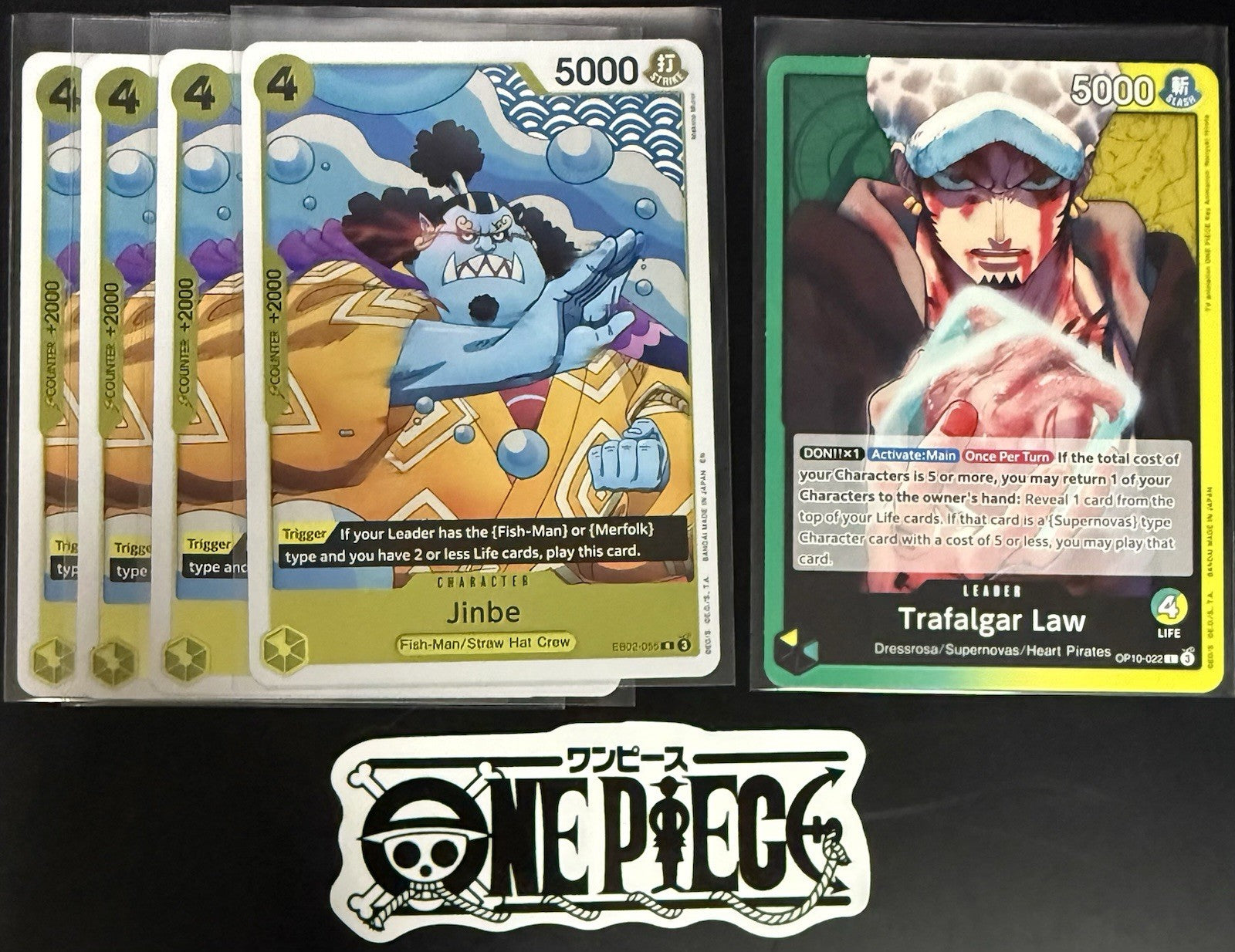 4x One Piece EB02-055 R Jinbe + Leader - English - Foil - Play Set - TCG - Mint