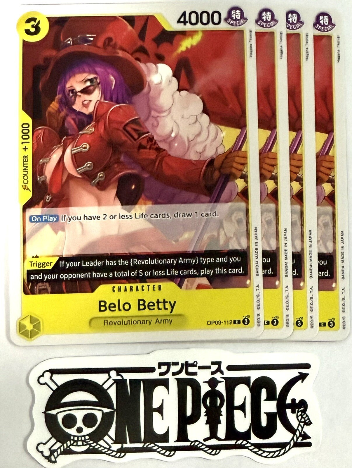 4x One Piece OP09-112 C Belo Betty - English - Playset - Regular - TCG - NM/M