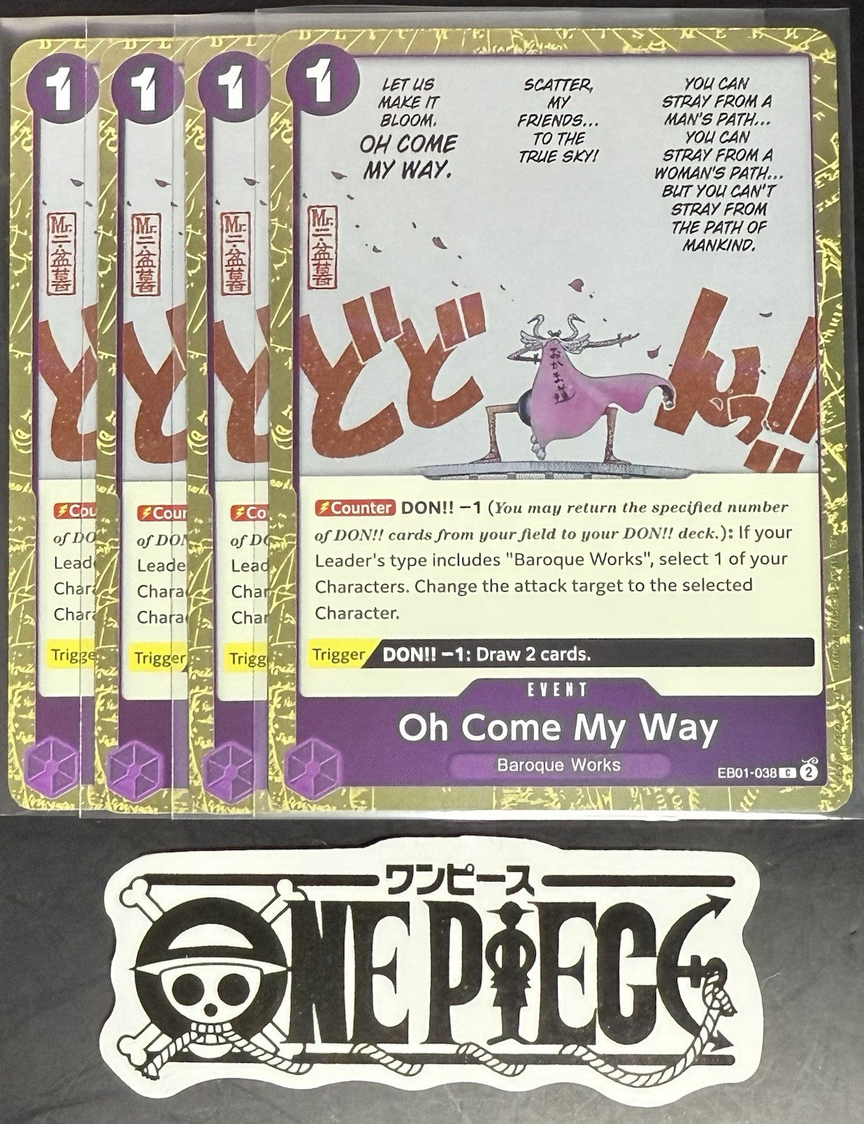 4 x One Piece EB01-038 C Oh Come My Way - English - PRB02 Foil - Playset - NM/M