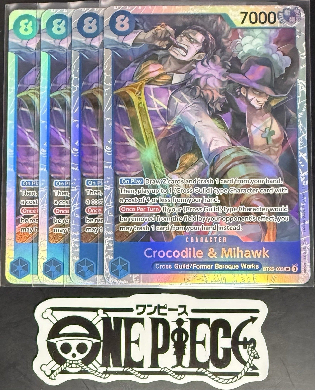 4x One Piece ST25-003 SR Crocodile & Mihawk- English - Foil - Playset - TCG-NM/M