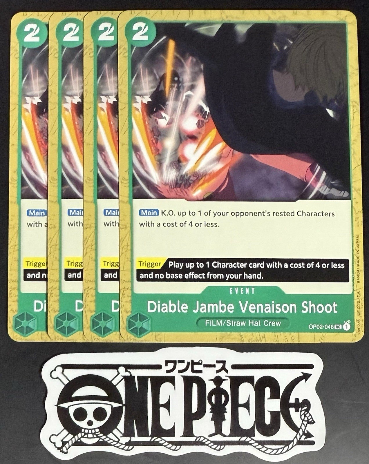 4x One Piece OP02-046 UC Diable...- English - Playset - Regular - TCG - NM/M