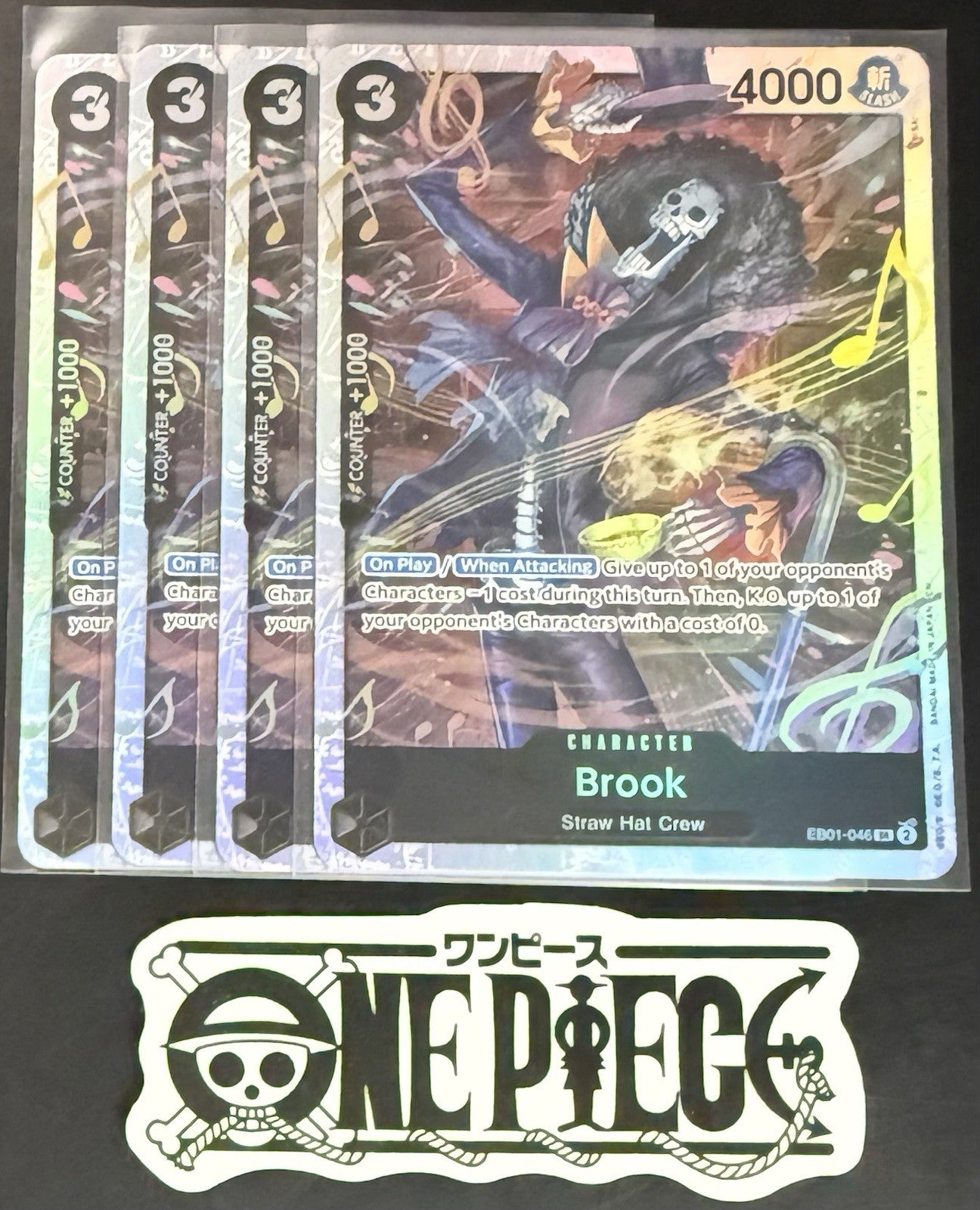 4x One Piece EB01-046 SR - Brook  - EN - Foil - Play Set - TCG - NM/M