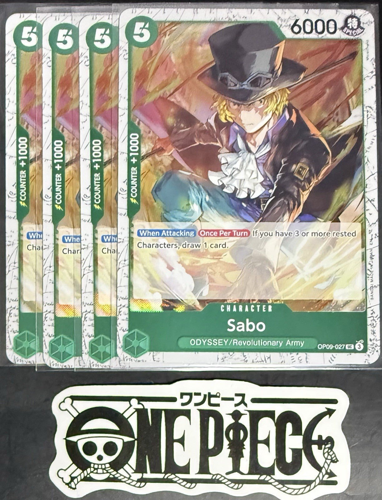 4 x One Piece OP09-027 UC Sabo - English - PRB02 Foil - Playset - NM/M