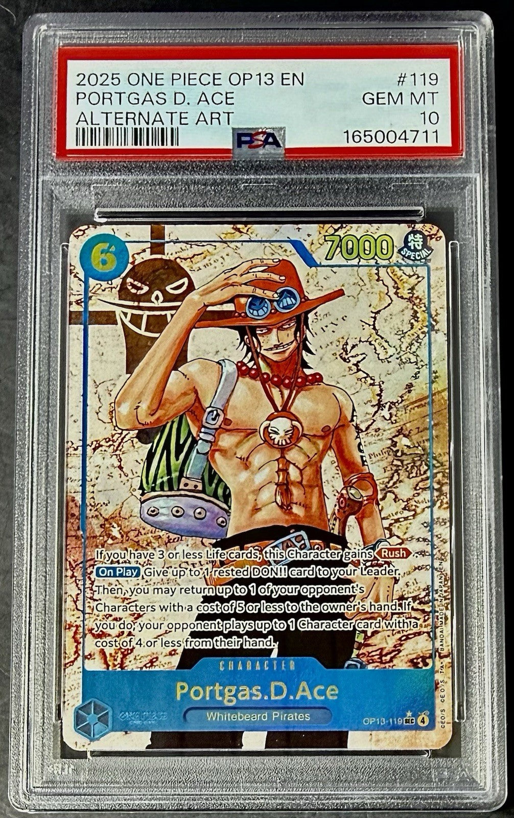PSA 10 One Piece OP13-119 SEC* - Portgas.D.Ace - AA - EN - Carrying on His Will