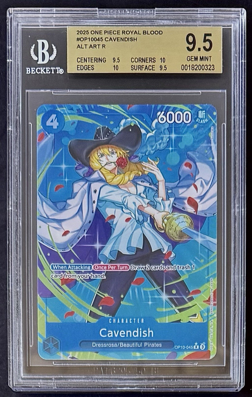 BGS 9.5 One Piece OP10-045 R* - Cavendish - Alt Art - EN - Royal Blood - Graded