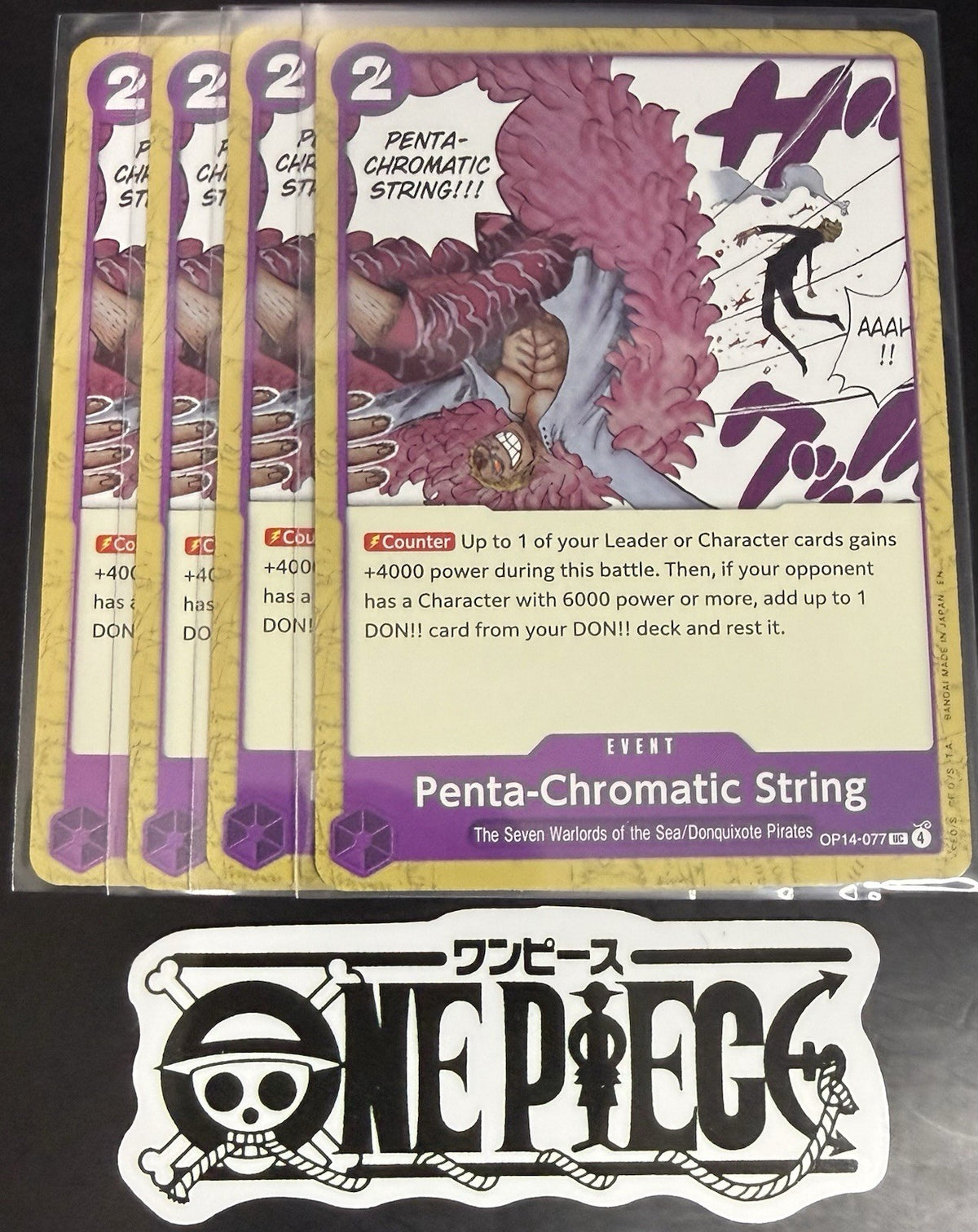 4x One Piece OP14-077 UC - Penta-Chromatic String - EN - Regular - Play Set-NM/M