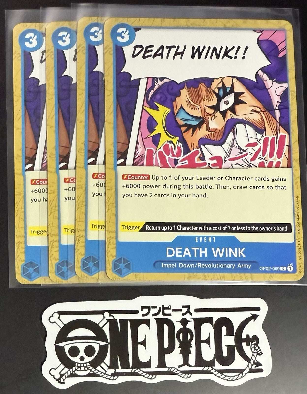 4x One Piece OP02-069 C DEATH WINK - English - Playset - Regular - TCG - NM/M