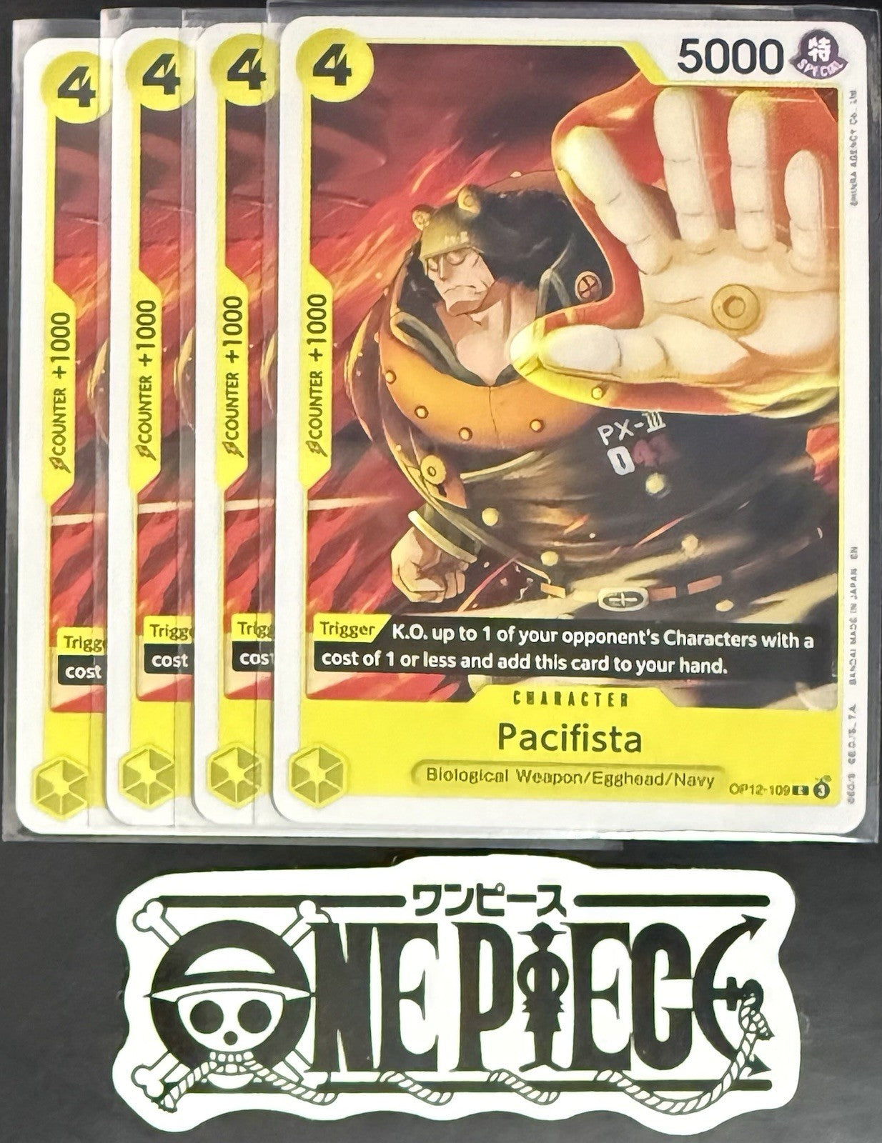 4 x One Piece OP12-109 C Pacifista - ENG - Regular - Playset - NM/M