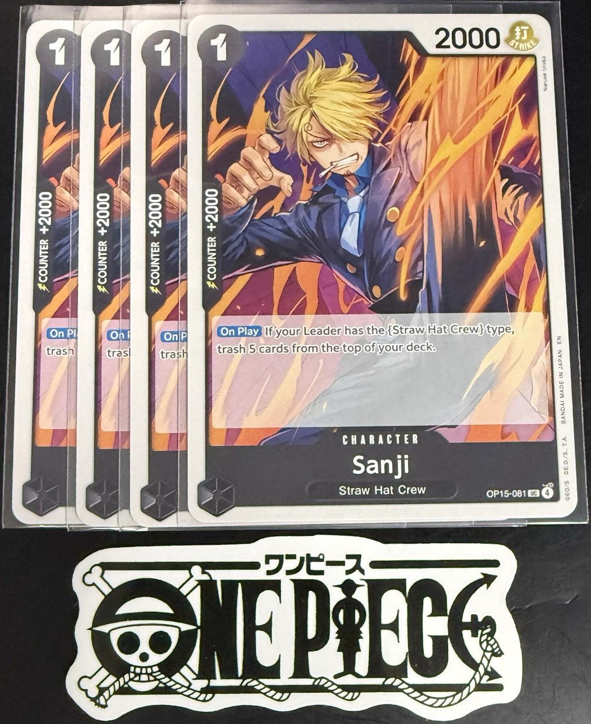 4x One Piece OP15-081 UC - Sanji - EN - Regular - Play Set - TCG - NM/M