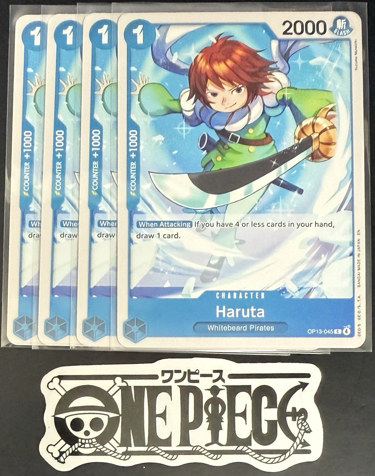 4x One Piece OP13-045 C Haruta - ENG - Regular - Playset - TCG - NM/M
