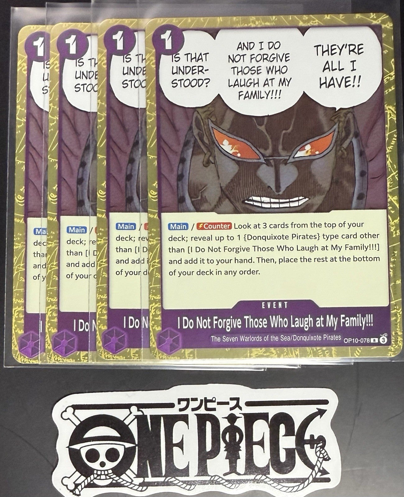 4x One Piece OP10-078 R I Do Not Forgive - English - Foil - Playset - TCG - NM/M