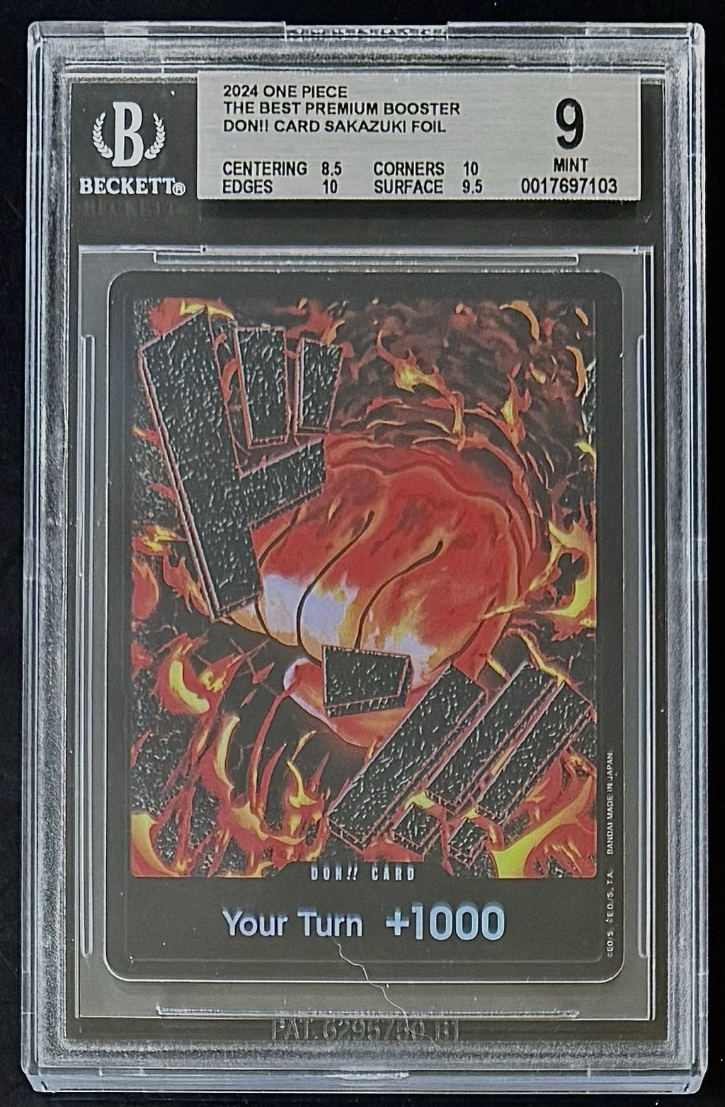 BGS 9 One Piece PRB01 Don!! Card Sakazuki - English - The Best - Graded
